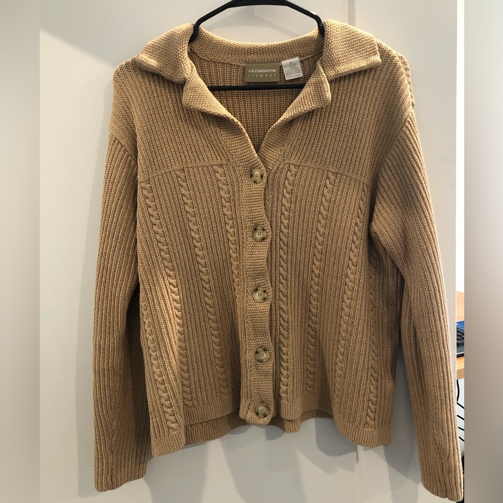 Liz Claiborne Knit Collared Cardiagn Sweater size medium